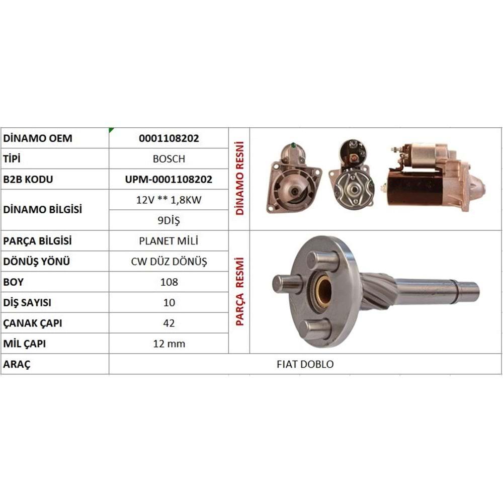 MARS PLANET MILI (ORIJINAL) ALFA ROMEO / CADILLAC / CHEVROLET / FIAT / LANCIA / OPEL / SAAB / VAUXHALL (0001108202)