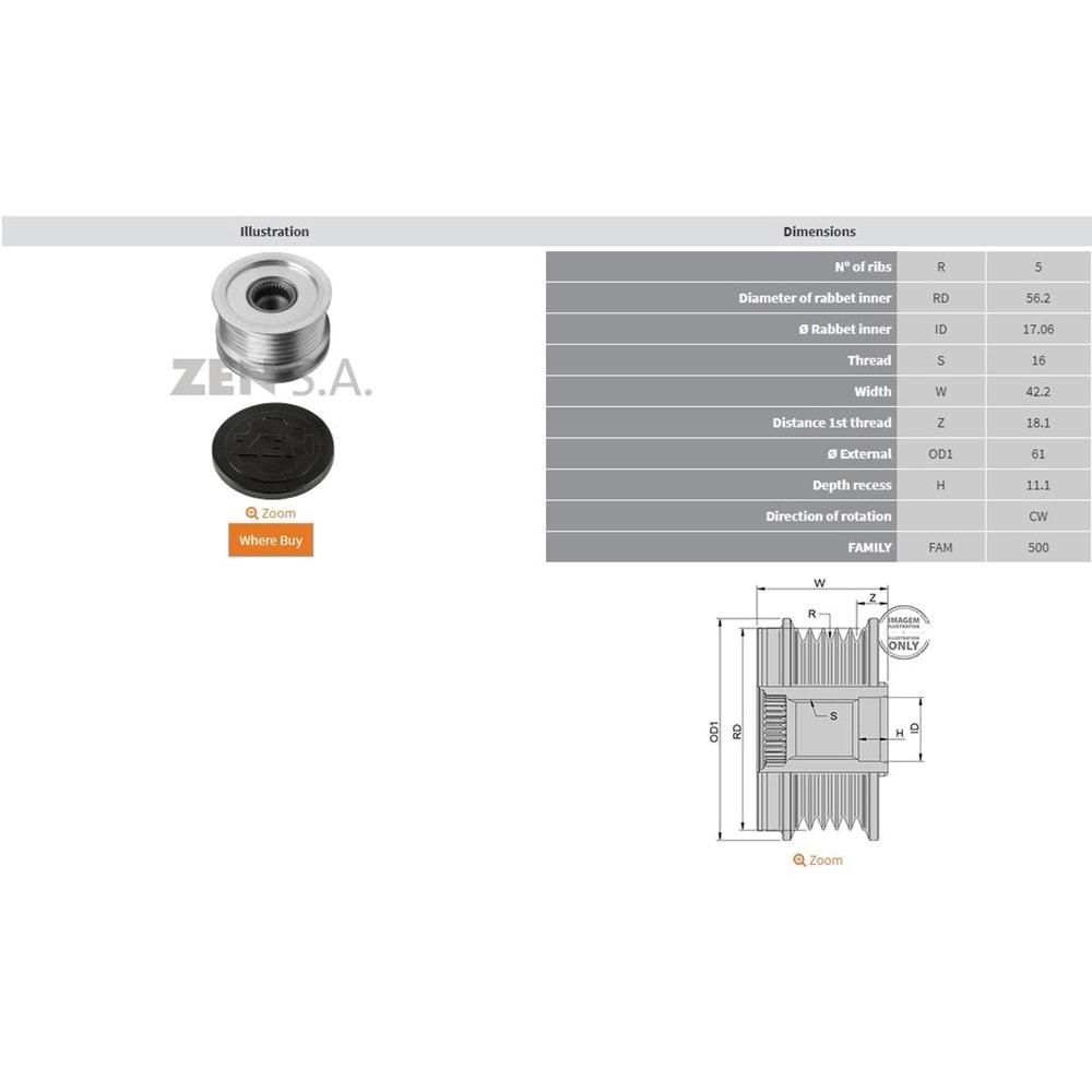 ALTERNATOR KASNAK AUDI / SEAT / VOLKSWAGEN POLO (5 KANAL)