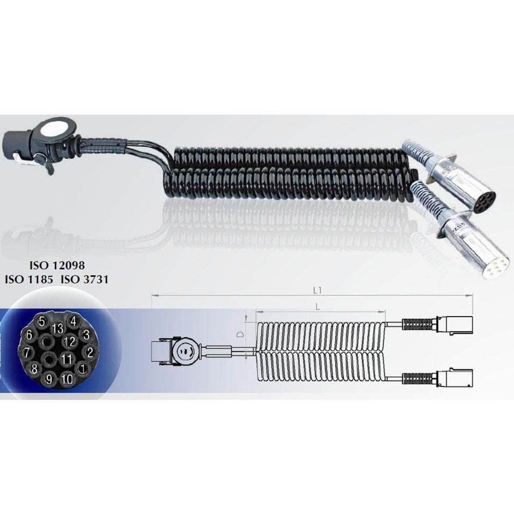 ADAPTOR CIFTLI KABLO METAL FISLI PLASTIK YAY KORUMALI 15 GIRISLI 13 BAGLANTILI FIS 4.00 MT.