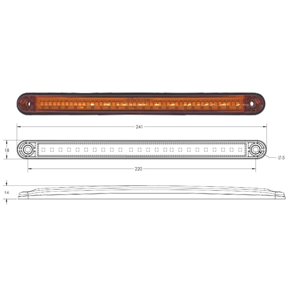 LED SİNYAL LAMBASI DÜZ SİNYALLİ 24CM 12V