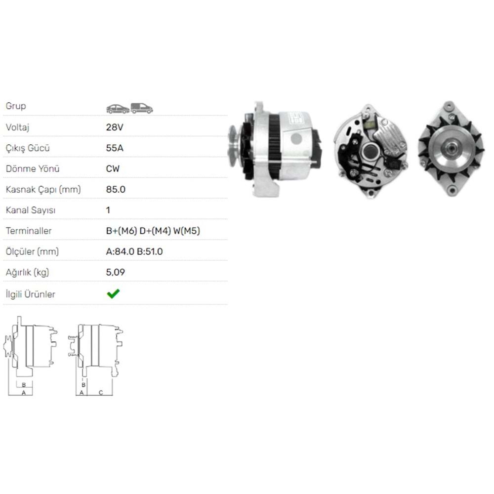 ALT DINAMO A 127 55A BMC 24V.