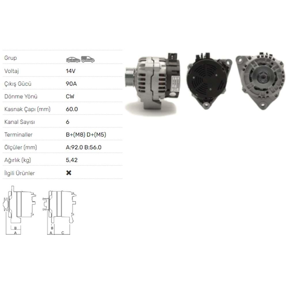 ALTERNATOR 14V 90A CITROEN BERLINGO,DISPATCH-FIAT PEUGEOT-SUZUKI