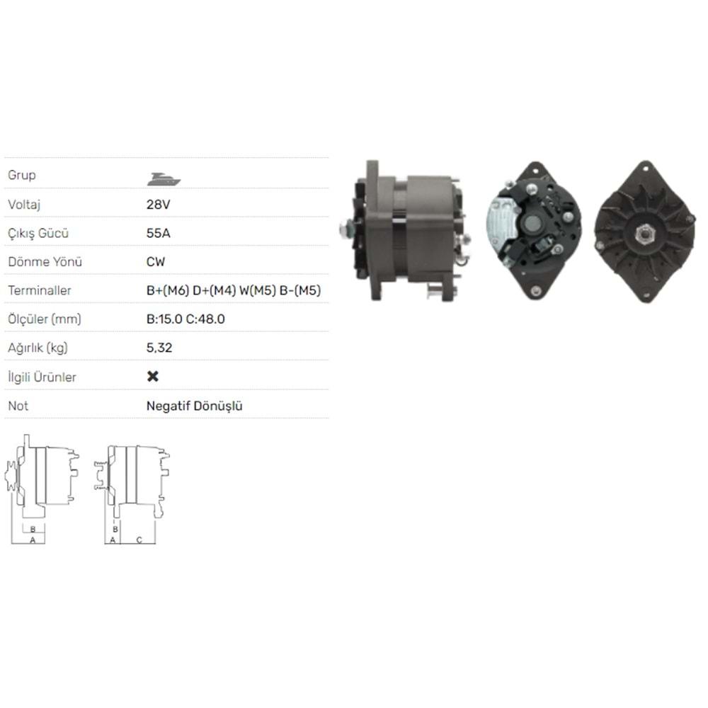 ALTERNATOR 28V 55A NANNI INDUSTRIES N4100,N4115