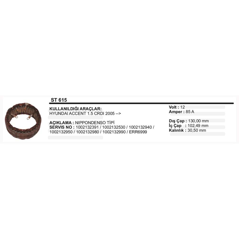 ALT STATOR N.DENSO 12V 120A ACCENT 15 CRDI 05