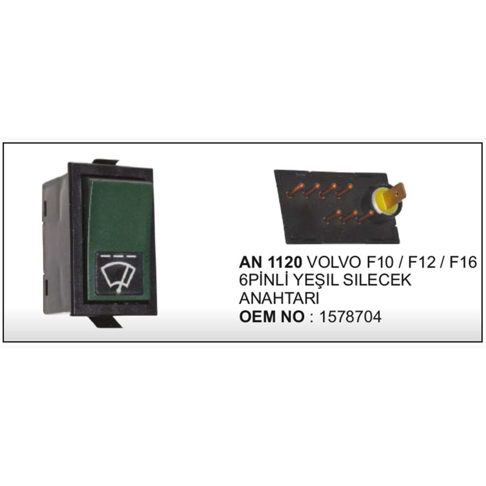 SILGI ANAHTARI 6 PIN YESIL VOLVO F10 F12 F16