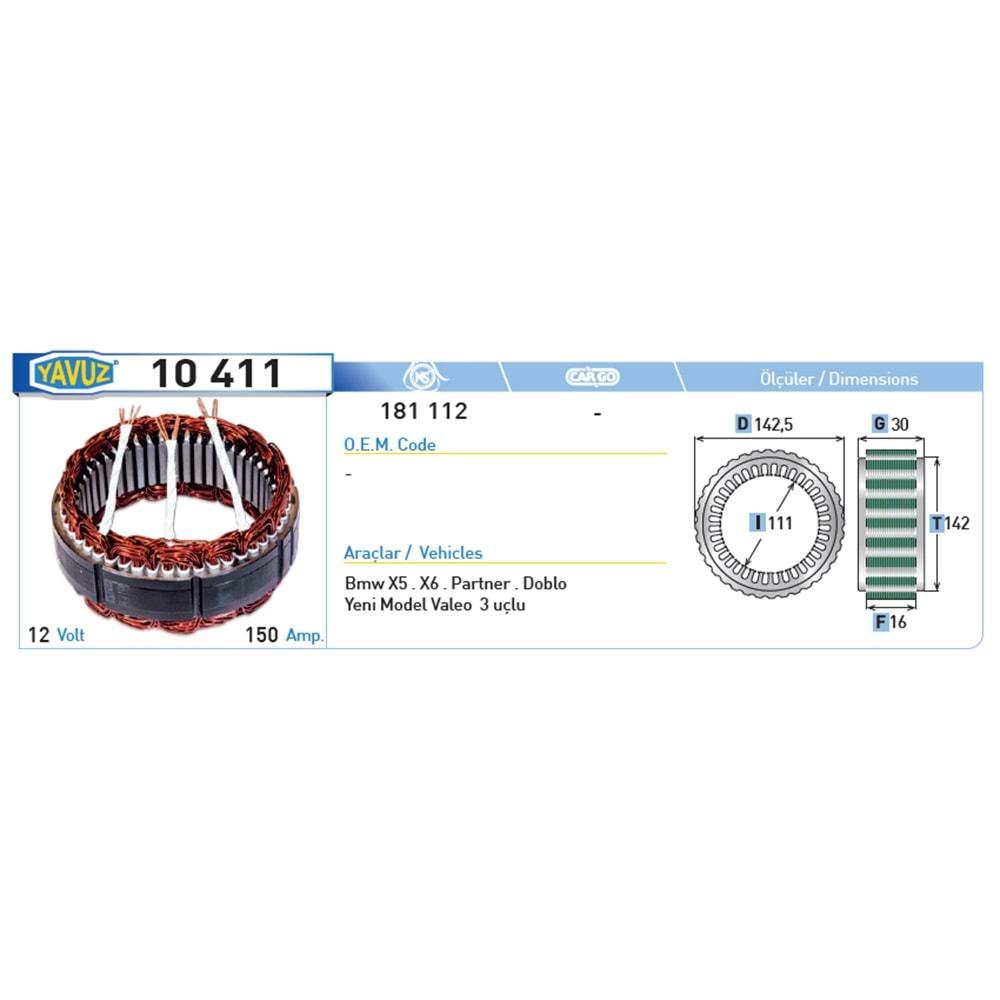ALT STATOR 150A A.X5.X6 PARTNER-DOBLO 181112