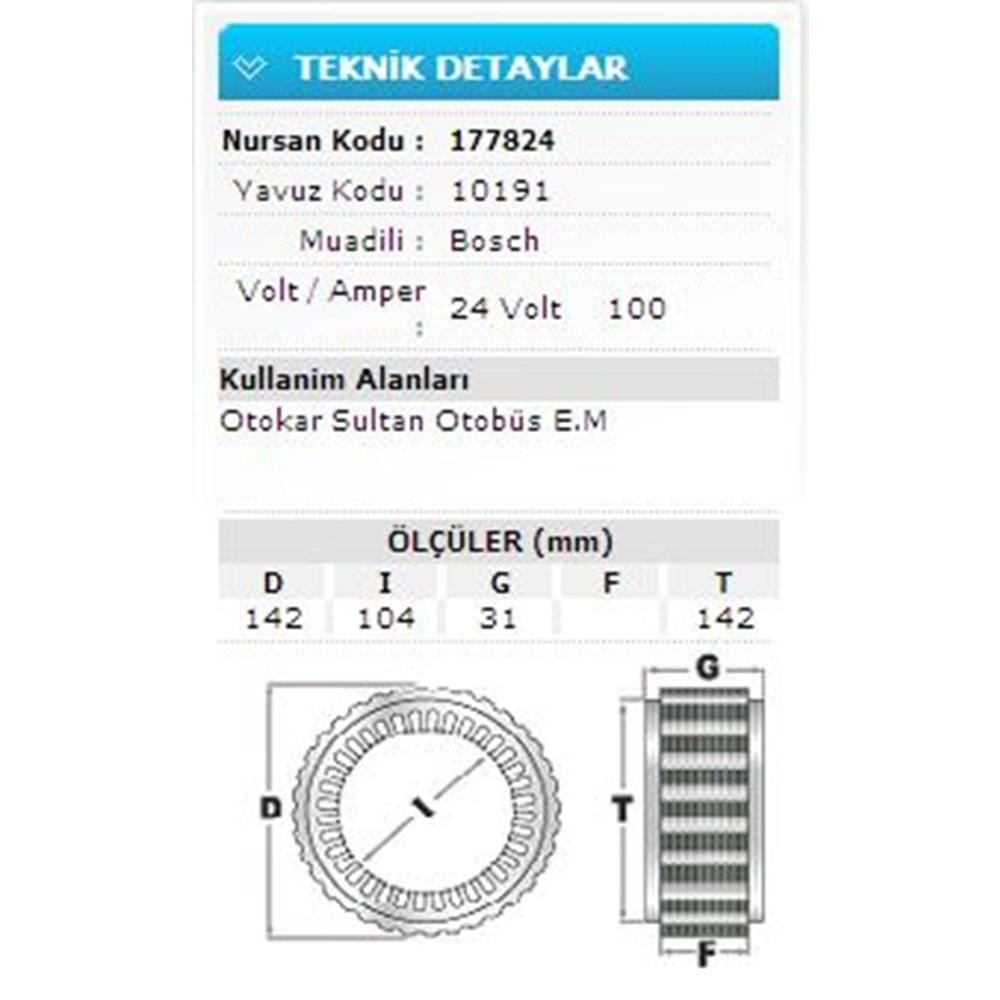 24V 100A OTOKAR SULTAN OTOBÜS E.M 10191