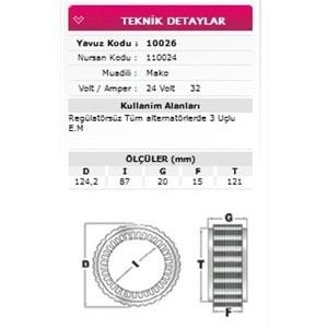 ALT STATOR REGULATORSUZ TUM MODELLERDE 3 UCLU 24V 33A 110024