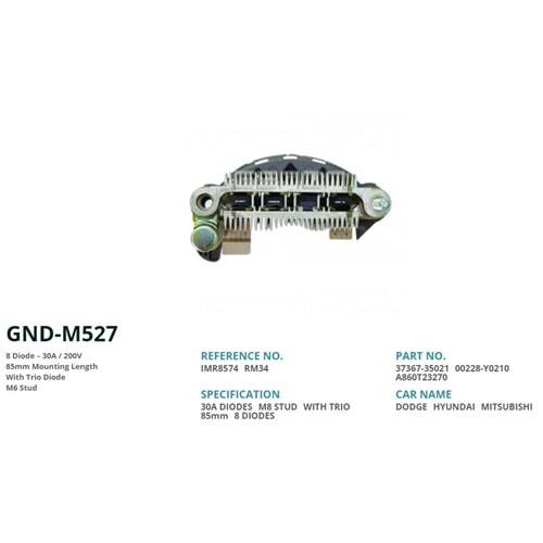 ALTERNATOR DIOT TABLASI HYUNDAI SONATA / DODGE 85mm (8 DIOT) M6