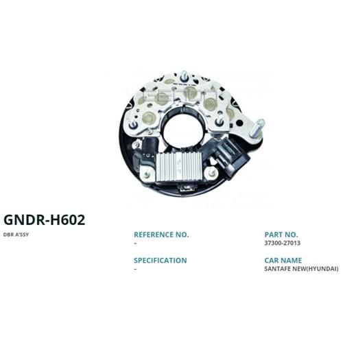 ALTERNATOR DIOT TABLASI 12V HYUNDAI ELENTRA - SANTA FE 2.0 CRDI (RECTIFIER+REGULATOR) (UWA-3690) (STATOR U(STATOR UC FARKLI)