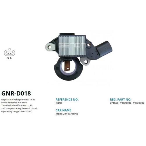 ALTERNATOR KONJEKTOR 12V MERCURY MARIN (L, IG)