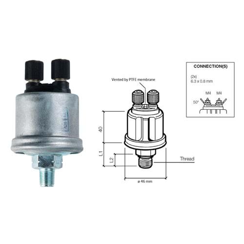 YAG BASINC MUSURU 5 BAR / 72.5 PSI / L1.Ø19.5MM L2.Ø11MM / 1/8 – 27 NPTF