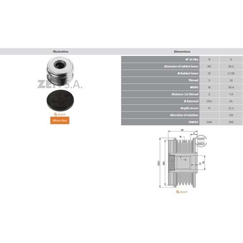 ALTERNATOR KASNAK FIAT 120 - 130 - DUCATO / VOLKSWAGEN NEW BEATLE - PASSAT - VARIANT (6 KANAL)