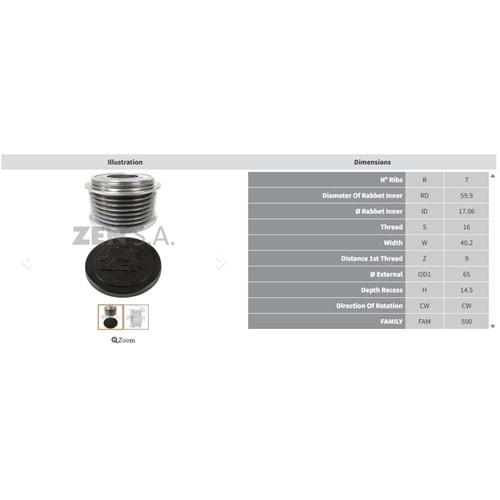 ALTERNATOR KASNAK HYUNDAI H1 - STAREX 2.5 CRDI / KIA BONGO 2.5 D (7 KANAL)