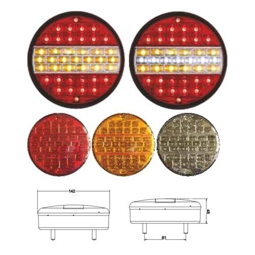 HAMBURGER TİPİ UNIVERSAL DORSE STOP LAMBA LEDLİ 24V
