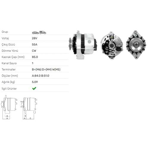 ALT DINAMO A 127 55A BMC 24V.