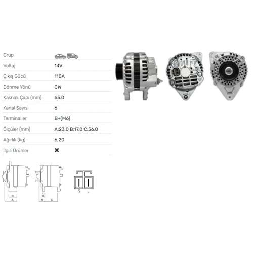 ALT DINAMO 14V 110A HYUNDAI SONATA II 3.0I V6