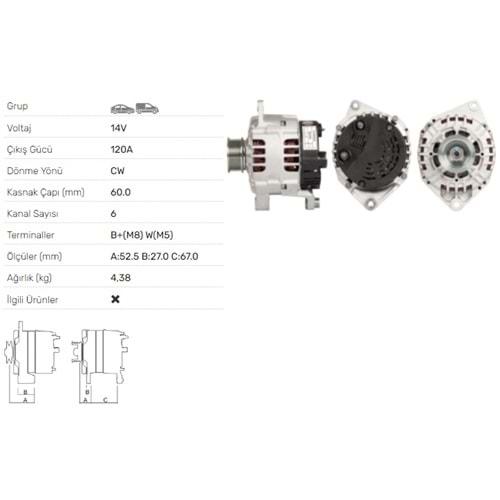 ALT DINAMO 14V 120A CITROEN JUMPER 2.8HDI