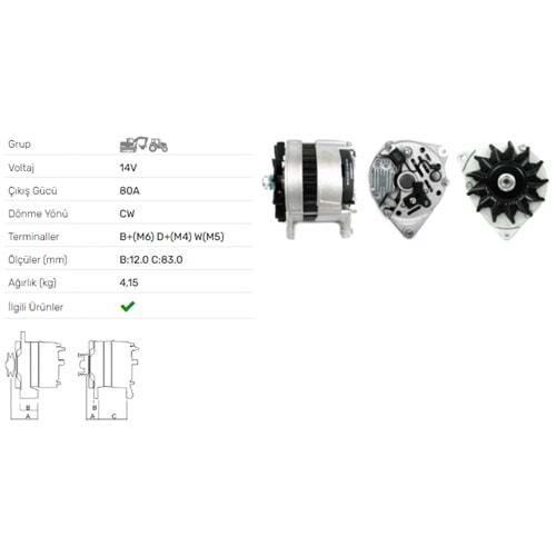 ALT DINAMO 14V 80A M.FER