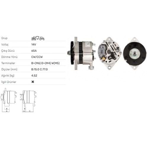 ALTERNATOR 14V 65A SAME DEUTZFAHR GROUP