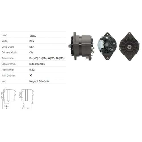ALTERNATOR 28V 55A NANNI INDUSTRIES N4100,N4115