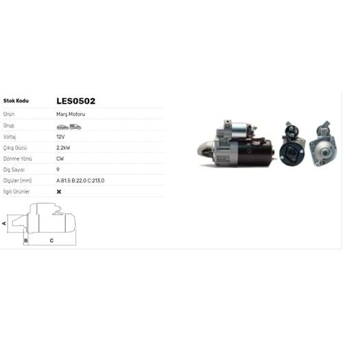 M.MOTORU 12V 2.2kW 9DİŞ CITROEN-FIAT-PEUGEOT