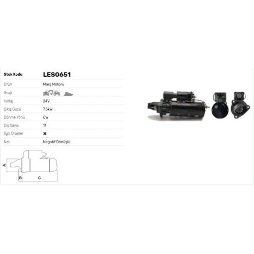 M.MOTORU 24V 7.5kW 11DİŞ CATERPILLER-FIAT-IVECO