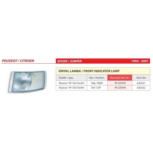 SINYAL LAMBA DUYSUZ PEUGEOT BOXER, CITROEN JUMPER 94-01 SOL