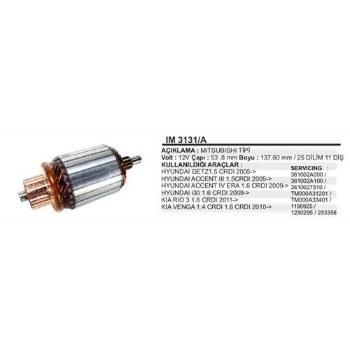 MARS KOLLEKTOR 12V MITSUBISHI HYUNDAI GETZ ERA 2006> 138mm