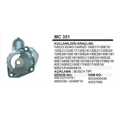MARS PINYON KAPAK BOSCH IVECO EURO KARGO 70E13 100E17