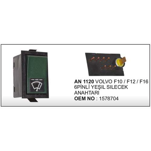 SILGI ANAHTARI 6 PIN YESIL VOLVO F10 F12 F16