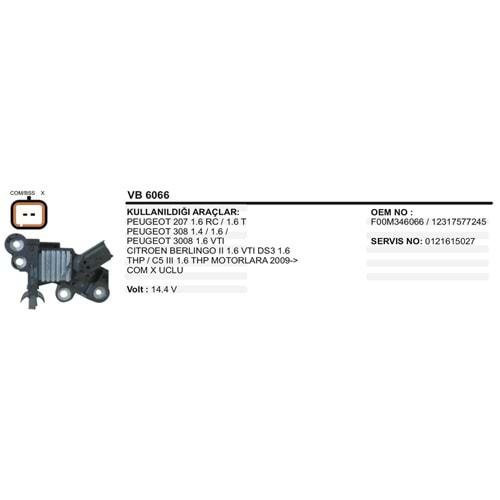 ALT KONJEKTOR 14.8V PEUGEOT 207 308 3008 09-