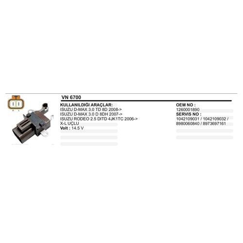 ALT KONJEKTOR 12V NIPPONDENSO ISUZU D-MAX 3.0 08>