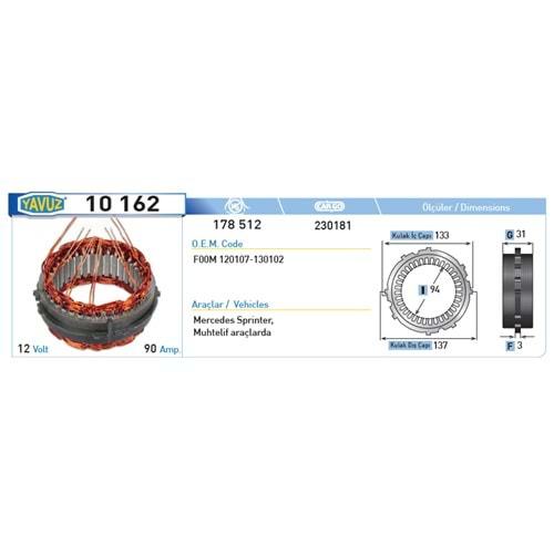 ALT STATOR MERCEDES SPRINTER YM 178512