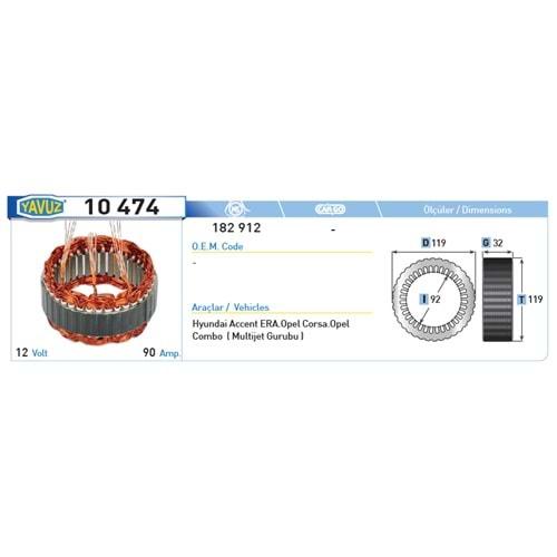 ALT STATOR 90AMP.HYUNDAI ACCENT ERA OPEL CORSA 182912