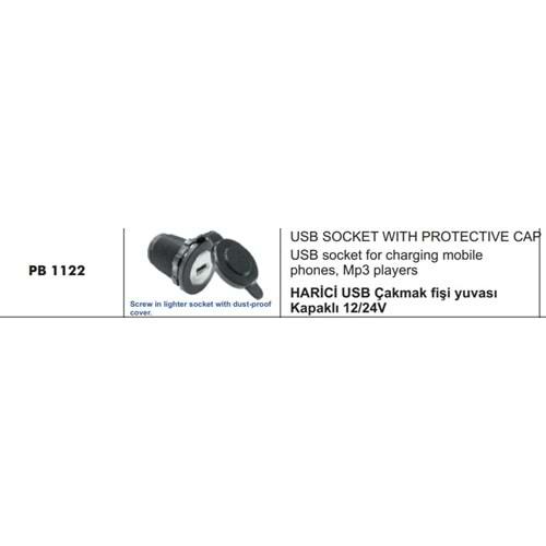 MUHAFAZALI 1*USB ÇIKIŞ LED Lİ 2 TERMİNALLİ 12/24V